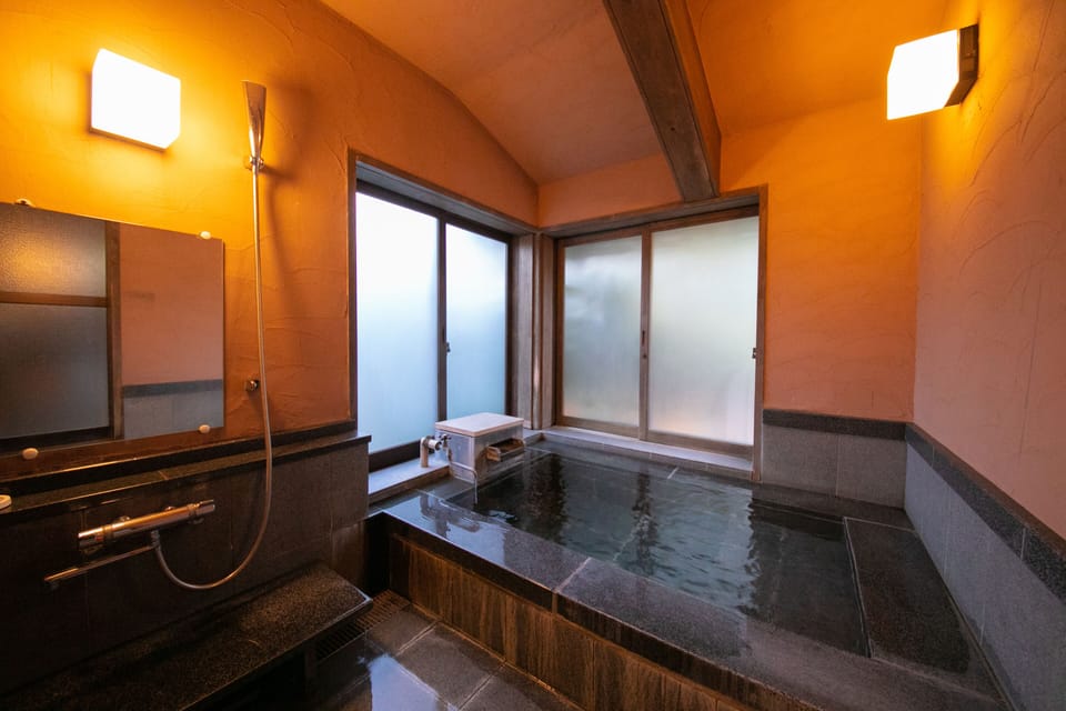 Detached room Hanamizuki (Japanese Western with Exclusive hot spring) | Bathroom | Separate tub and shower, spring water tub, free toiletries, hair dryer