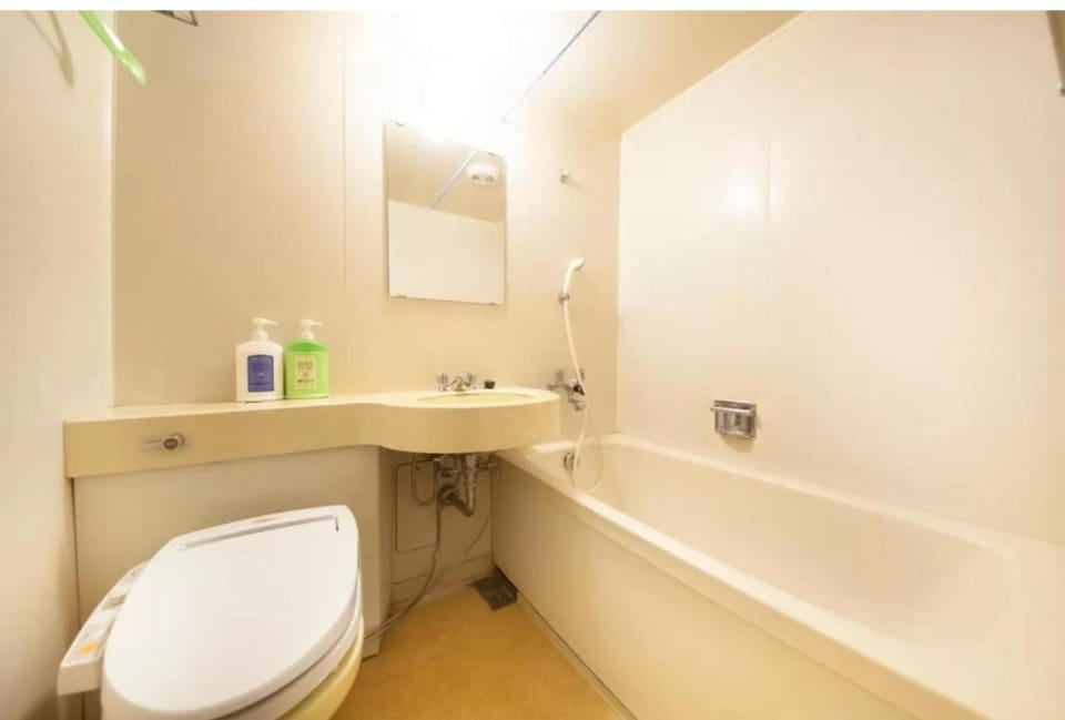 Combined shower/tub, deep soaking tub, free toiletries, hair dryer