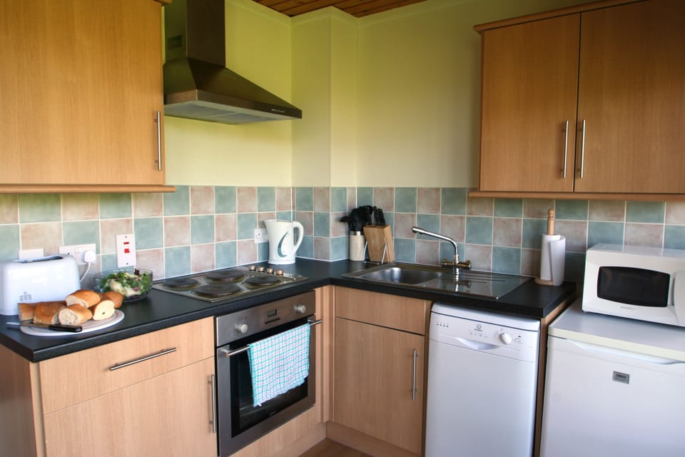 Fridge, microwave, oven, electric kettle