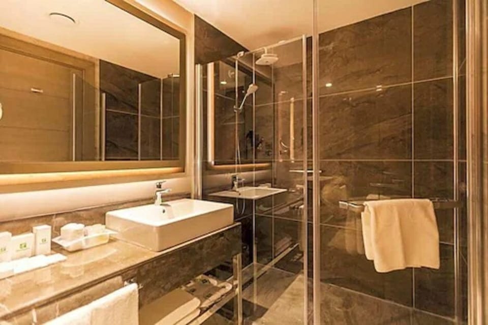 Hair dryer, bathrobes, slippers, towels