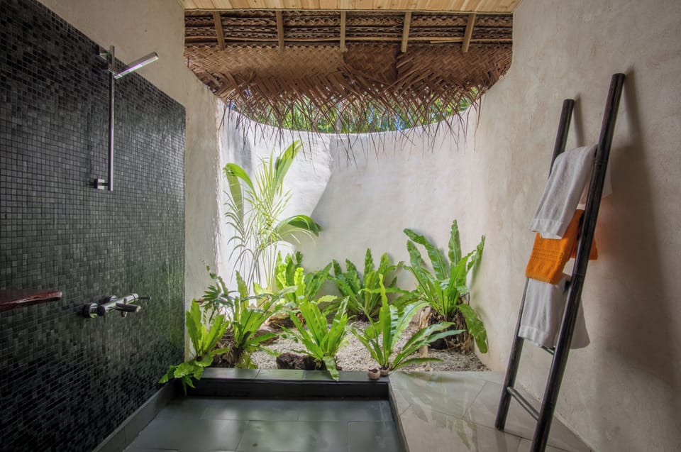 Shower, free toiletries, towels