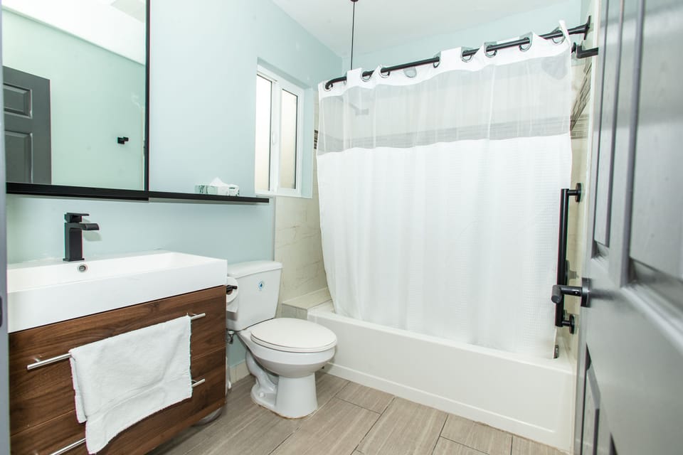Free toiletries, hair dryer, towels