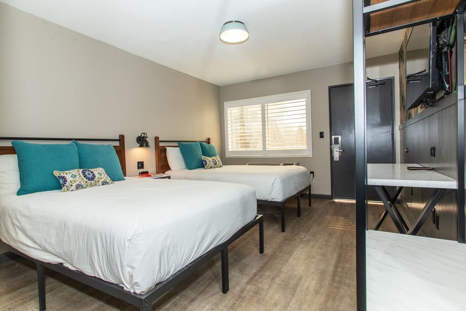 2 Double Beds, Non Smoking | Desk, iron/ironing board, free WiFi, bed sheets
