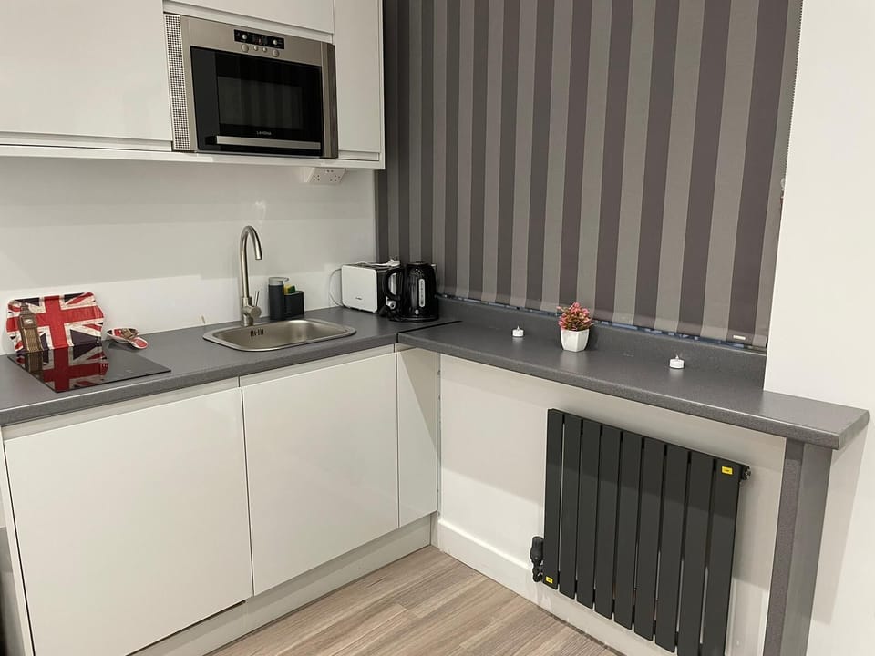 Fridge, microwave, stovetop, toaster