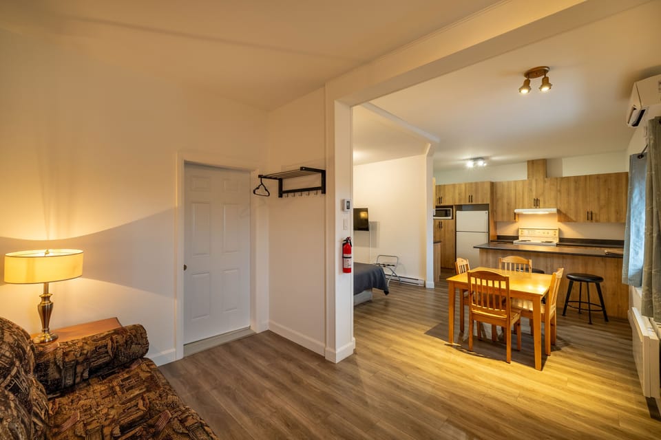 Standard Apartment, 2 Double Beds, Kitchen | Living area | Flat-screen TV