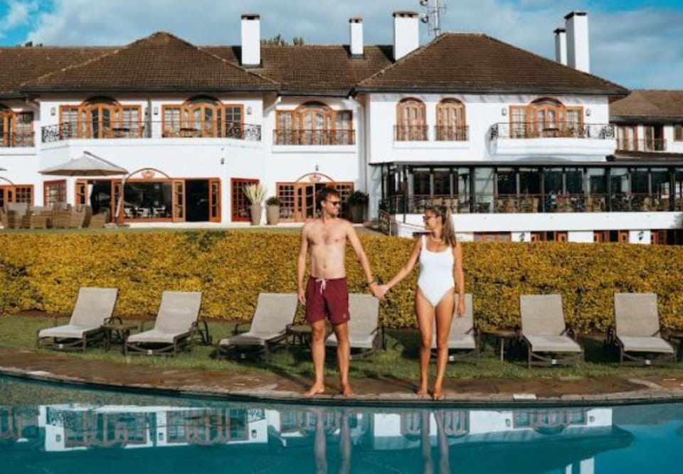 Outdoor pool, sun loungers
