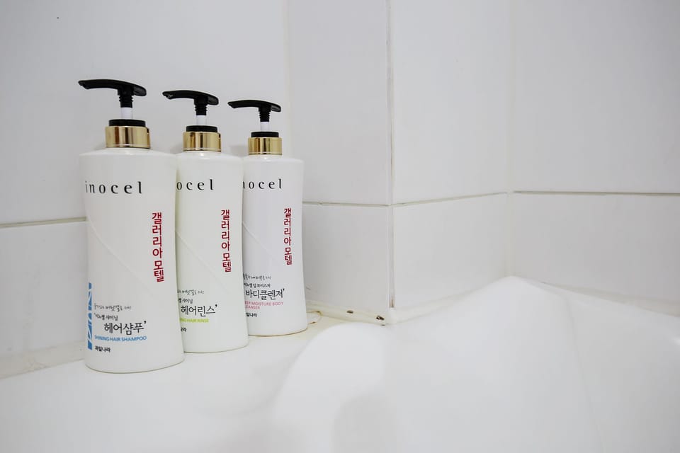 Designer toiletries, hair dryer, slippers, heated floors