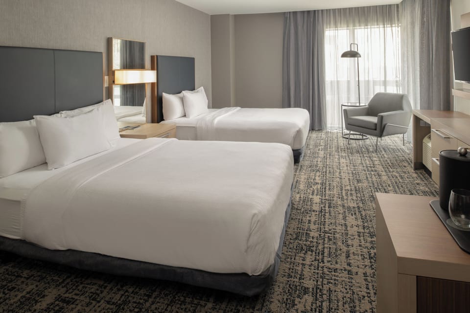 Executive Suite, 2 Queen Beds | Premium bedding, desk, laptop workspace, iron/ironing board