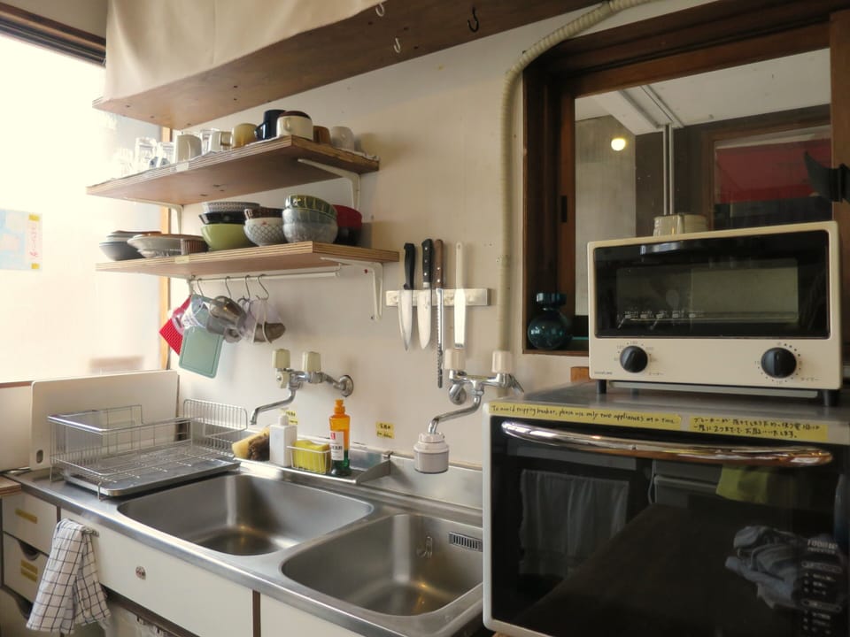 Shared fridge, shared microwave, cookware/dishes/utensils