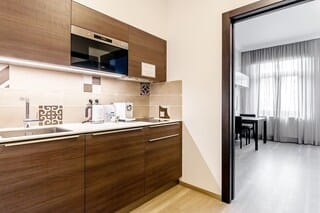 Superior Studio, Kitchenette, City View | Private kitchen | Fridge, microwave, stovetop, espresso maker