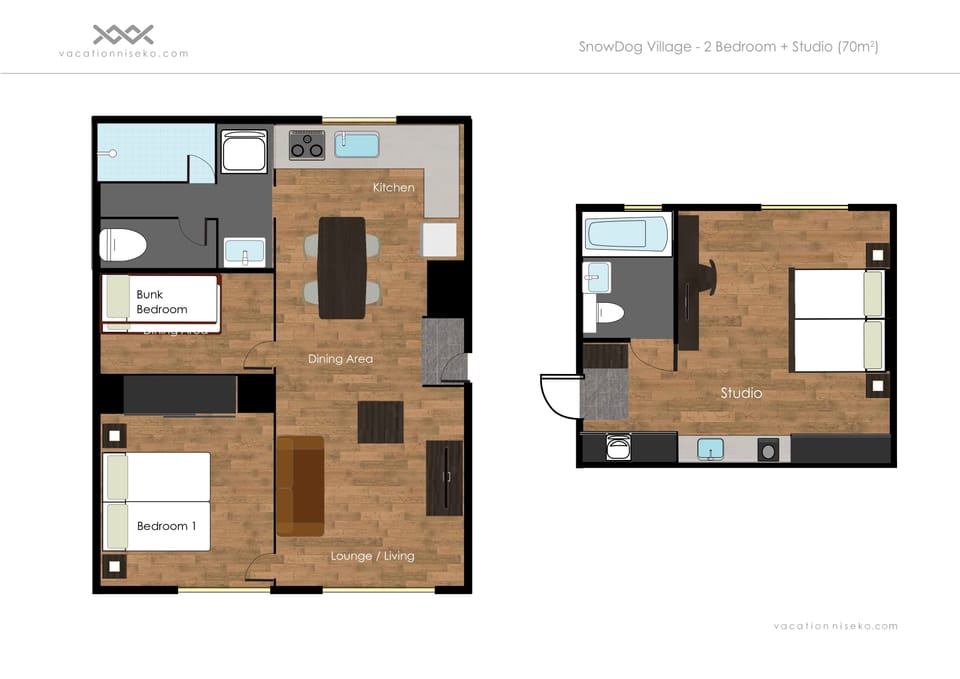 Two Bedroom + Studio Suite | Floor plan