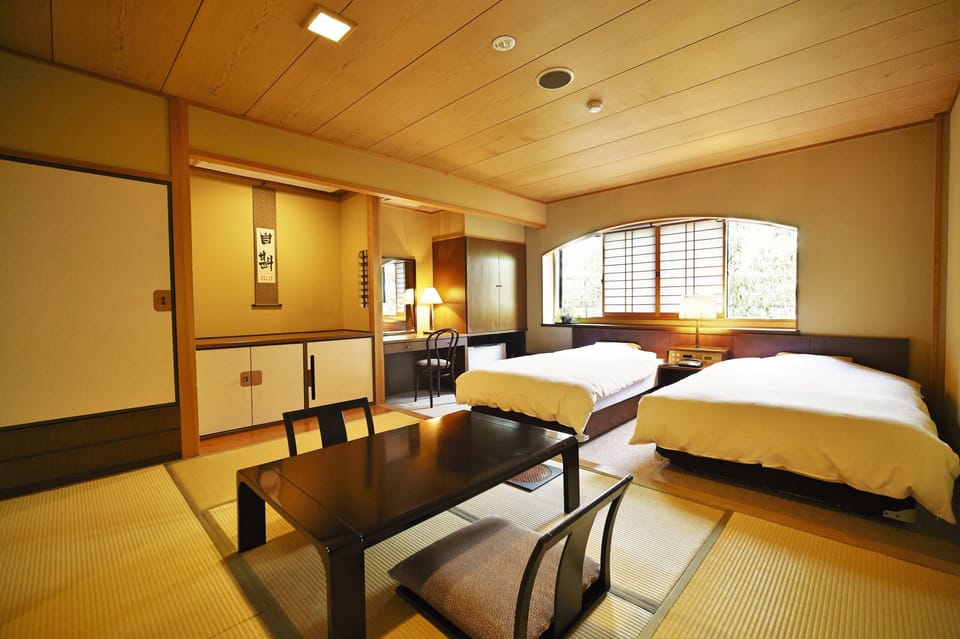 Japanese Western Style Room | Minibar, desk, laptop workspace, blackout drapes