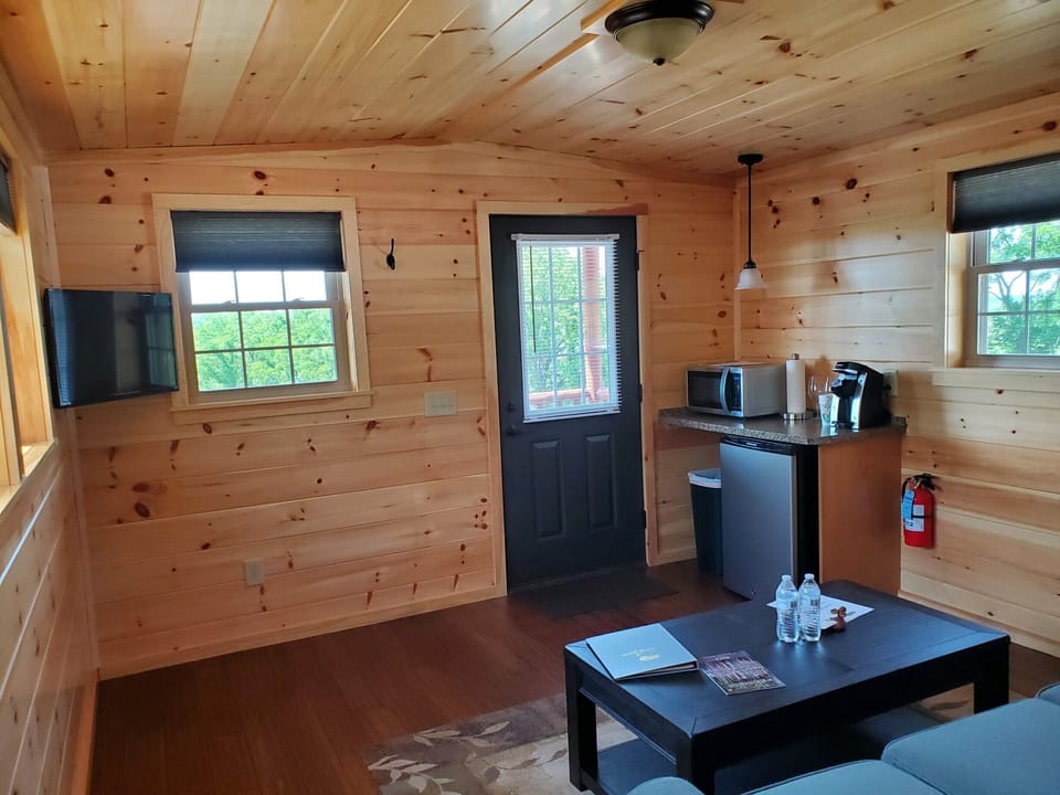 Single Bedroom Lakeview Cottage | Living area | 34-inch LED TV with cable channels, TV