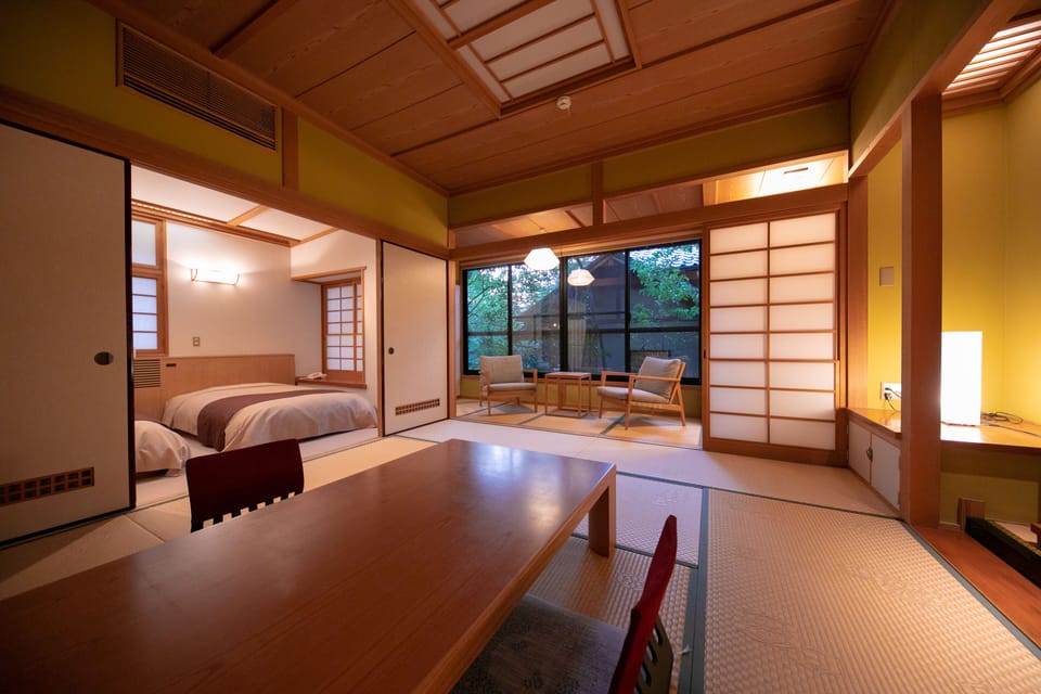 Japanese - Western Style Room with Semi-Open Air Bath (Annex), Non-Smoking | Blackout drapes, WiFi (free), bed sheets