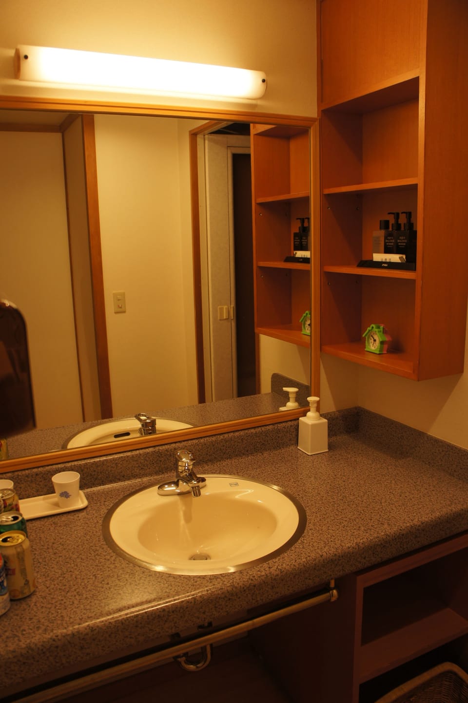 Combined shower/tub, free toiletries, hair dryer, slippers