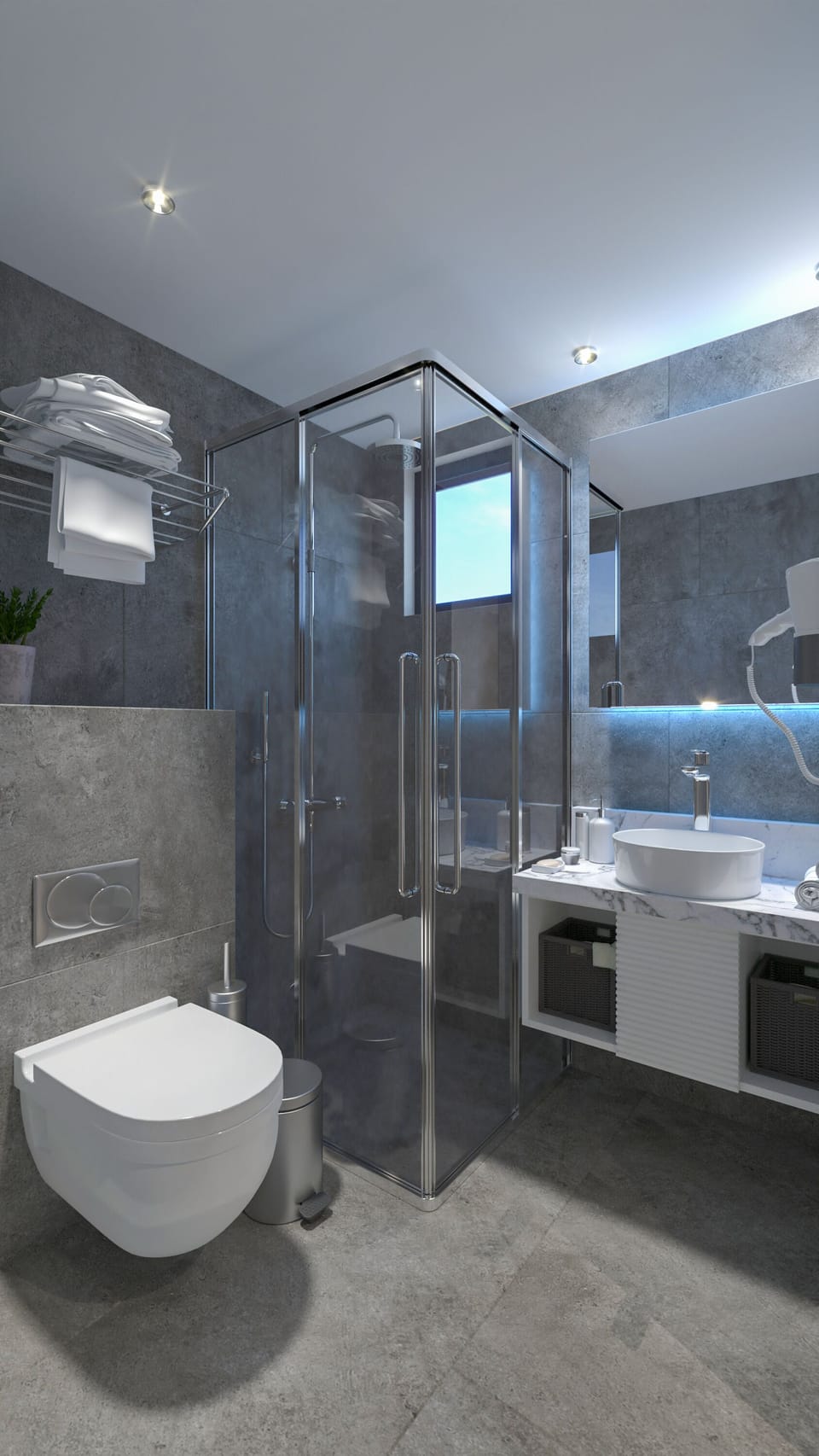 Standard Twin Room | Bathroom | Rainfall showerhead, free toiletries, hair dryer, towels