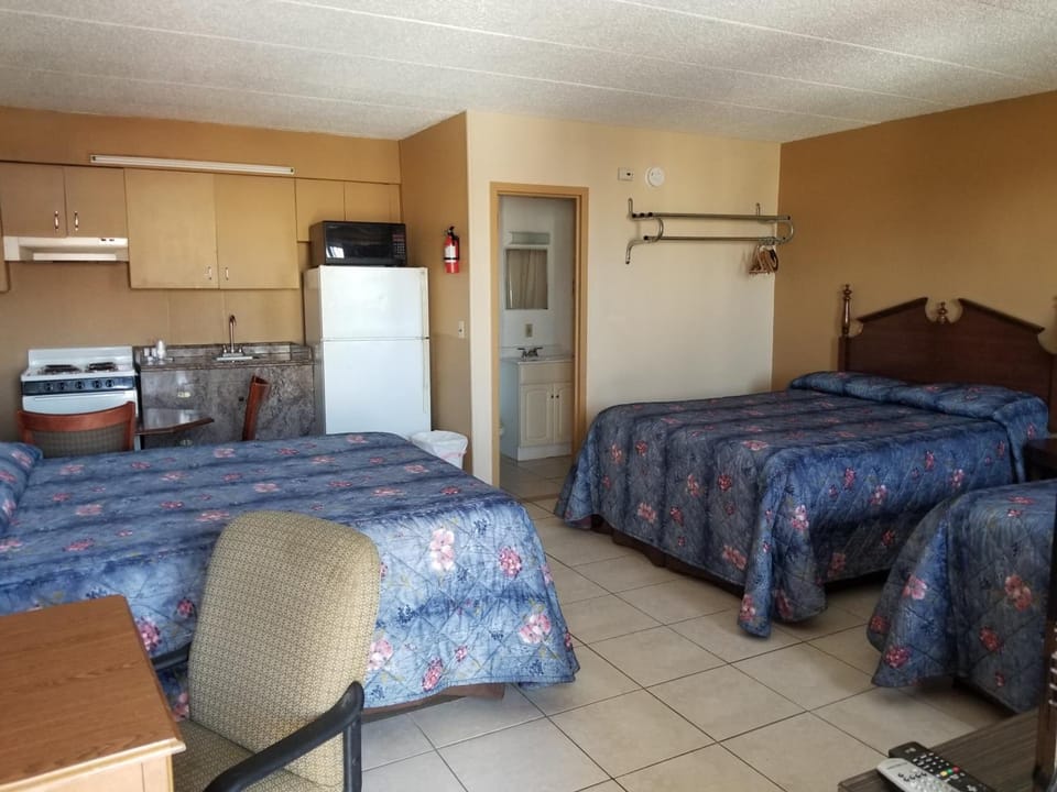 1 bedroom, desk, blackout drapes, iron/ironing board