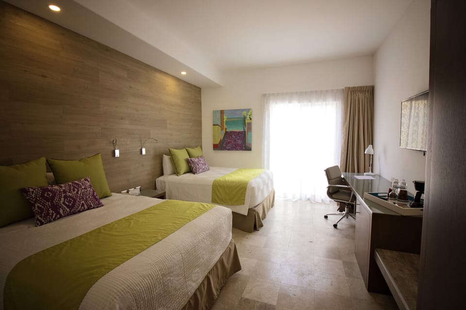 Standard Room, 2 Double Beds | In-room safe, desk, laptop workspace, iron/ironing board