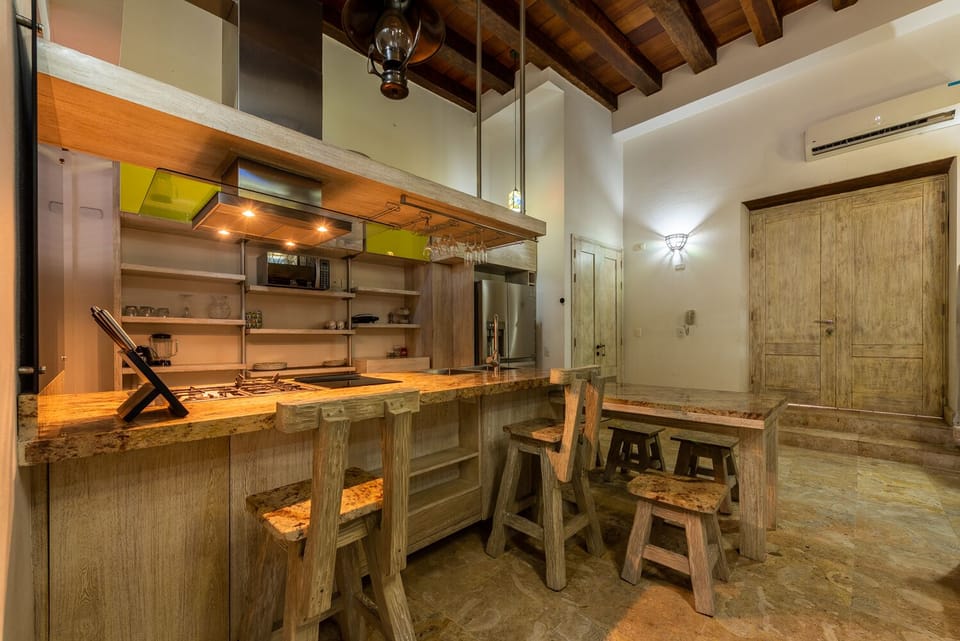 Apartment | Private kitchen | Full-size fridge, microwave, oven, stovetop