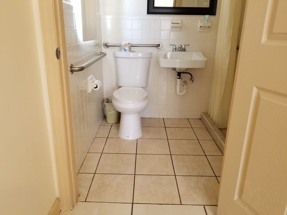 Economy Single Room, Accessible, Non Smoking | Bathroom | Combined shower/tub, free toiletries, towels