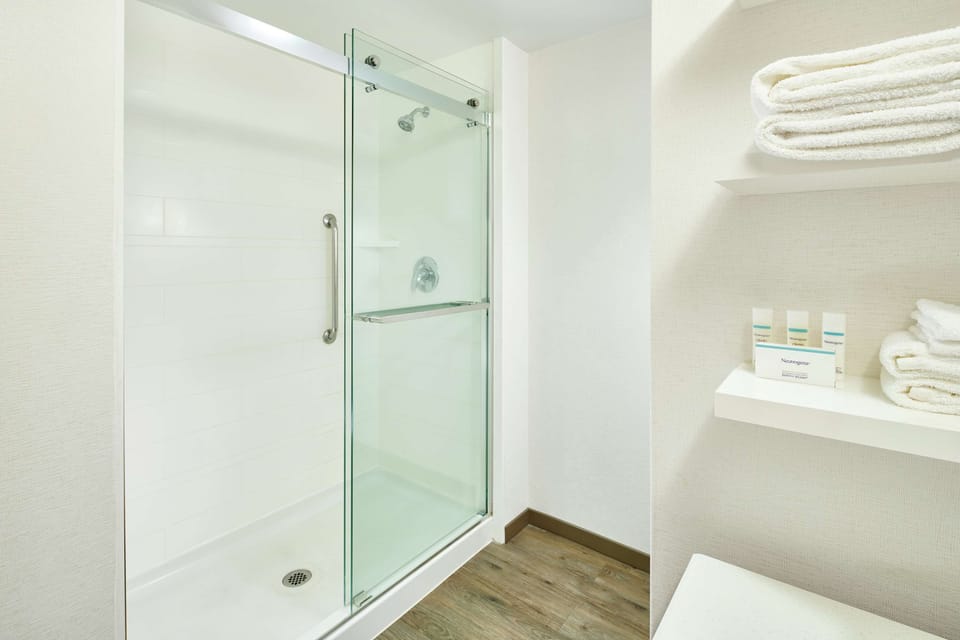 Room, 1 King Bed with Sofa bed, Non Smoking, Refrigerator | Bathroom shower