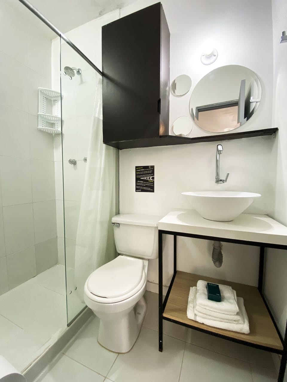 Shower, designer toiletries, bathrobes, towels