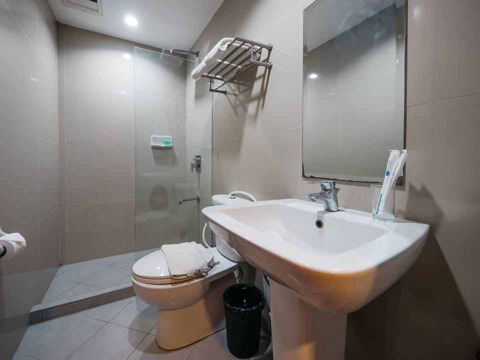 Family Room | Bathroom | Shower, free toiletries, hair dryer, bidet