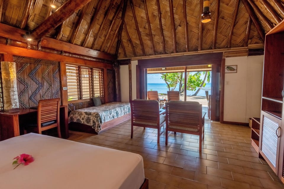 Tropical Oceanfront Bure | Premium bedding, pillowtop beds, minibar, in-room safe