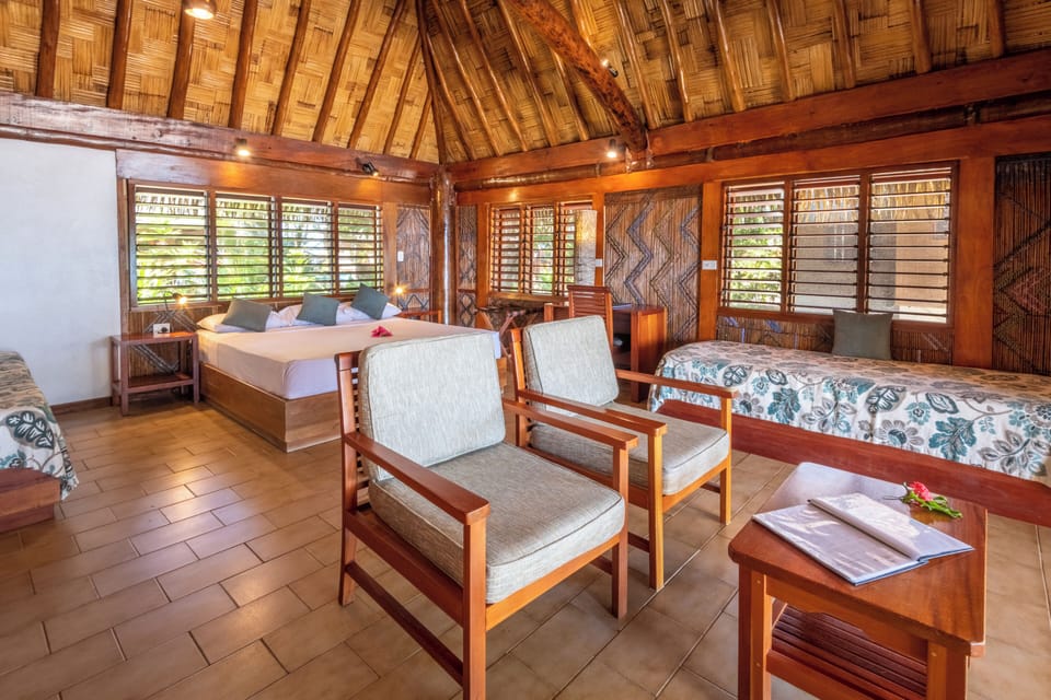 Tropical Oceanfront Bure | Premium bedding, pillowtop beds, minibar, in-room safe