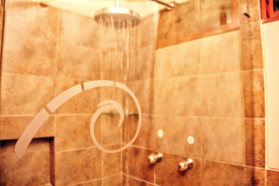Shower, free toiletries, towels