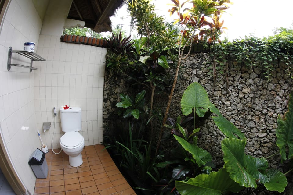 Shower, rainfall showerhead, free toiletries, hair dryer