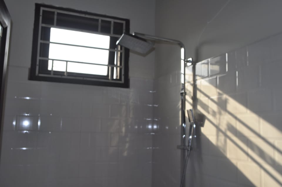 Shower, free toiletries, hair dryer, slippers