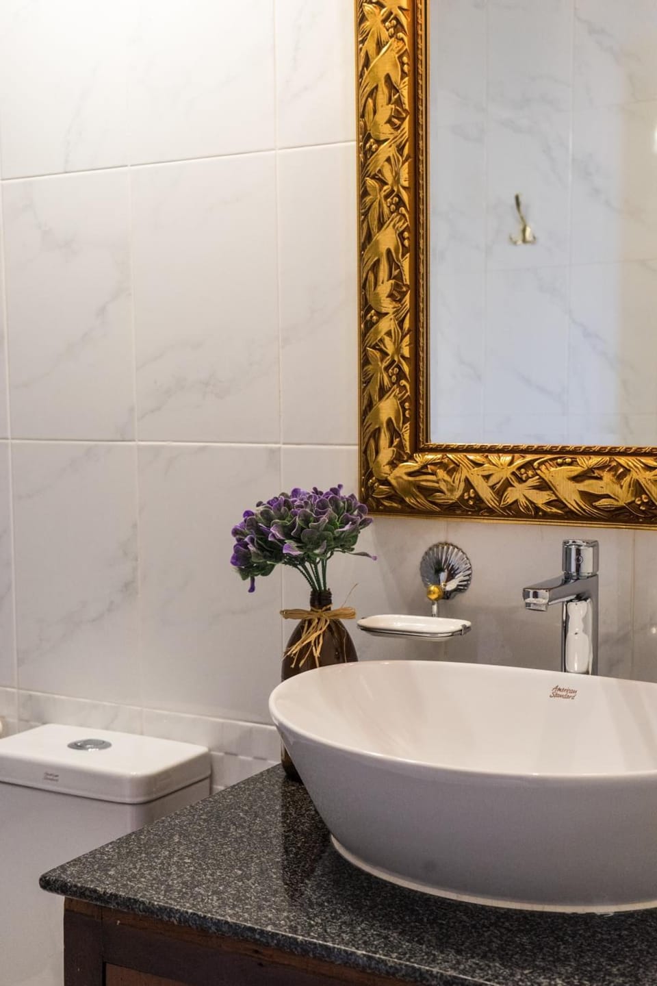 Shower, free toiletries, hair dryer, slippers