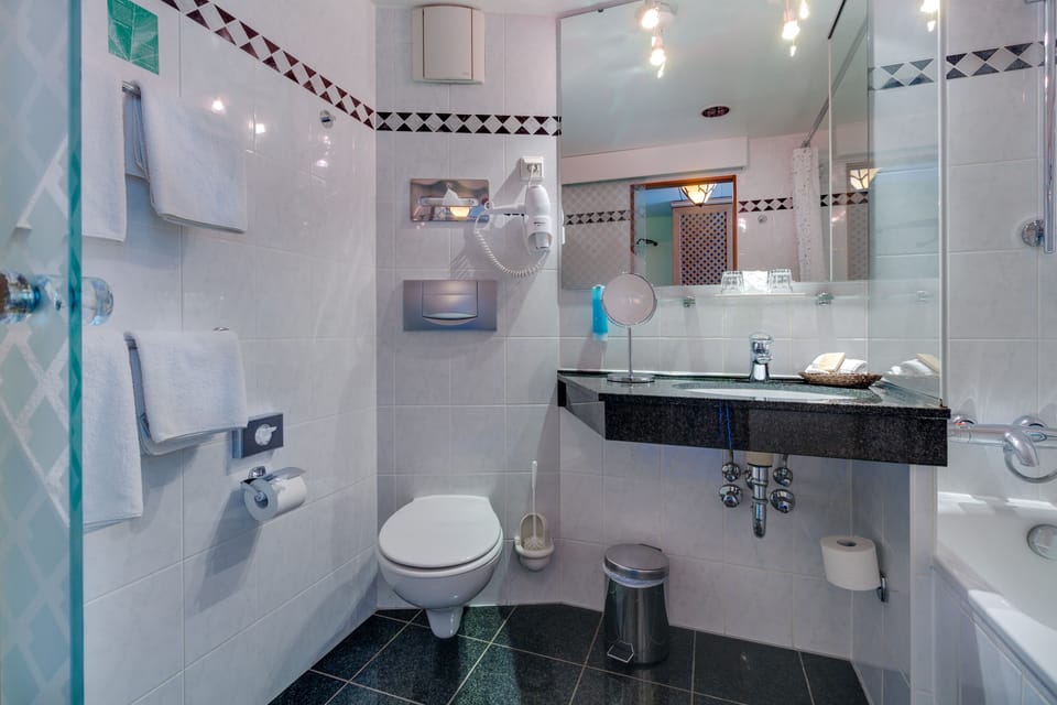 Hair dryer, towels