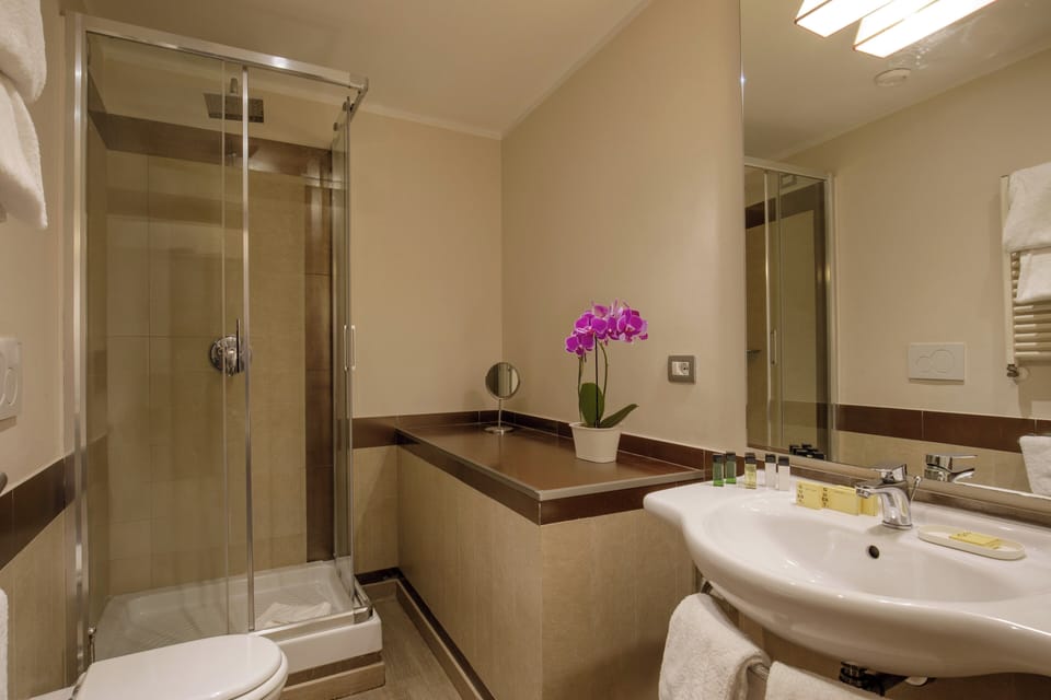 Shower, free toiletries, hair dryer, slippers