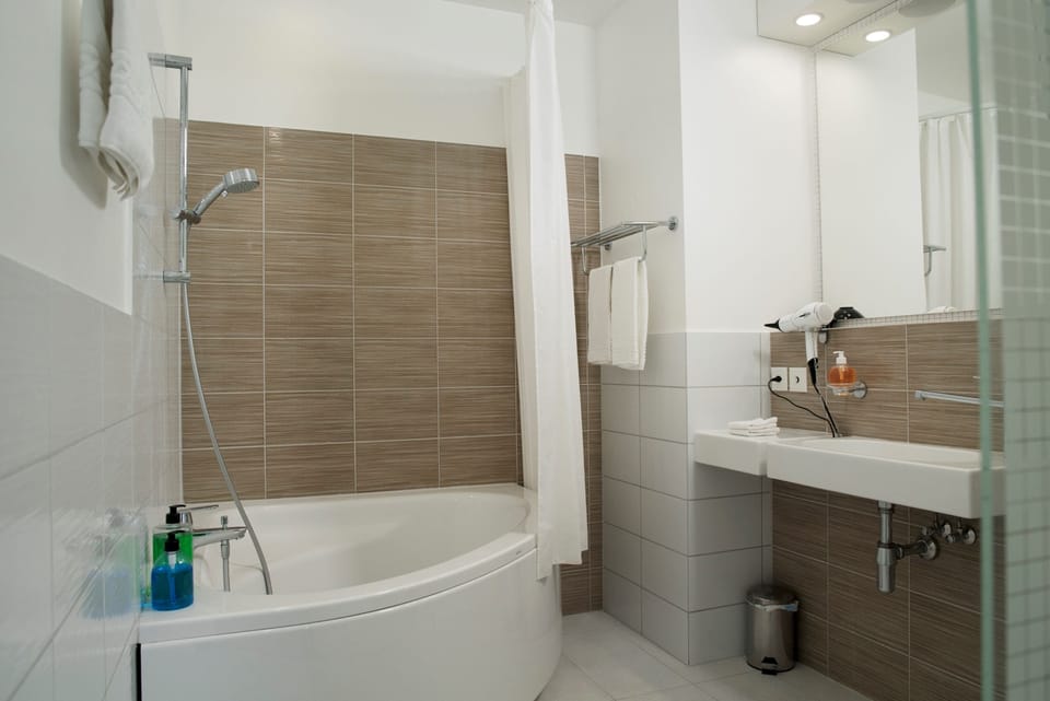 Free toiletries, hair dryer, towels