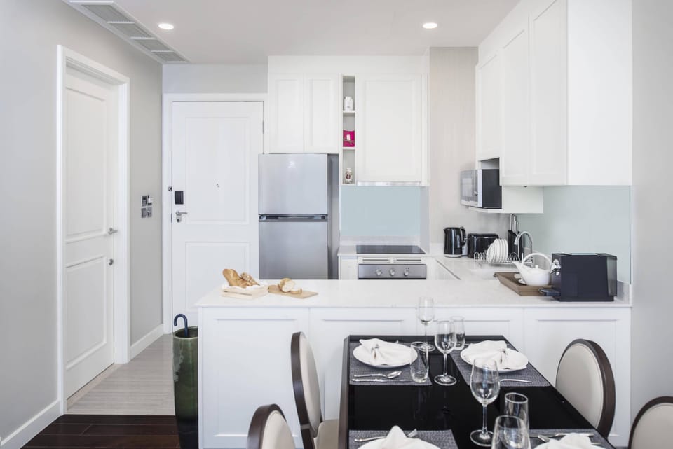 The Pillars One Bedroom Residences | Private kitchen | Fridge, microwave, coffee/tea maker, electric kettle