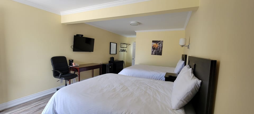 Standard Room, 2 Queen Beds | Desk, free WiFi, bed sheets