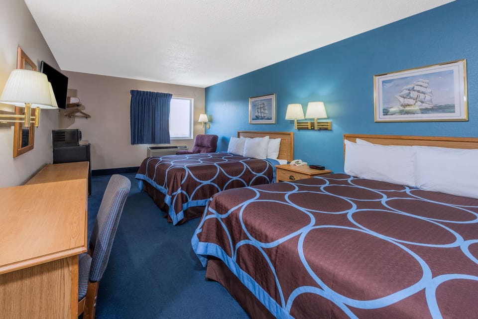 Standard Room, 2 Queen Beds | In-room safe, desk, blackout drapes, iron/ironing board