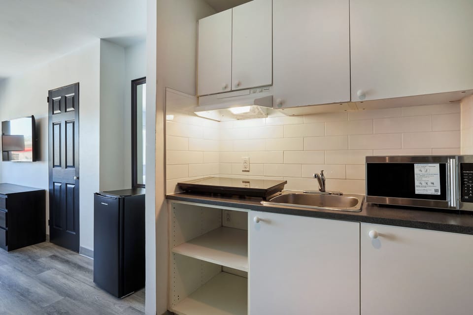 Desk, blackout drapes, iron/ironing board (on request), WiFi (free)