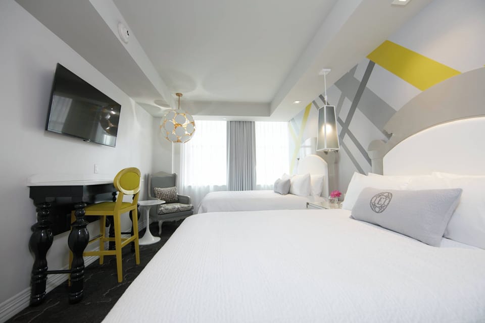 Premium bedding, pillowtop beds, in-room safe, desk