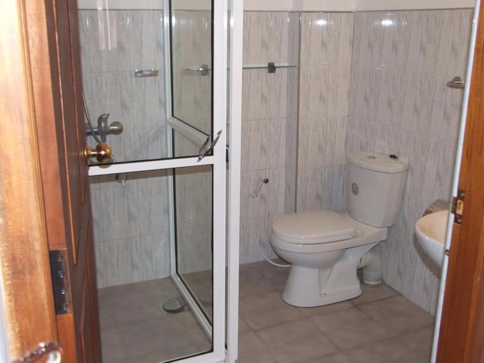 Shower, free toiletries, hair dryer, bidet