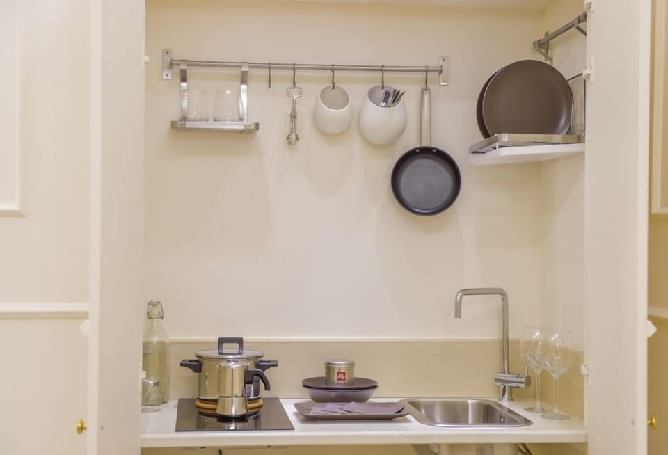 Luxury Suite, Kitchenette, City View | Private kitchenette | Fridge, electric kettle, cookware/dishes/utensils
