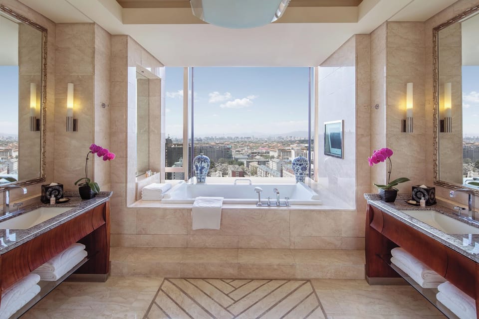 Suite, 1 King Bed, City View (Forbidden City View) | Bathroom | Separate tub and shower, rainfall showerhead, free toiletries