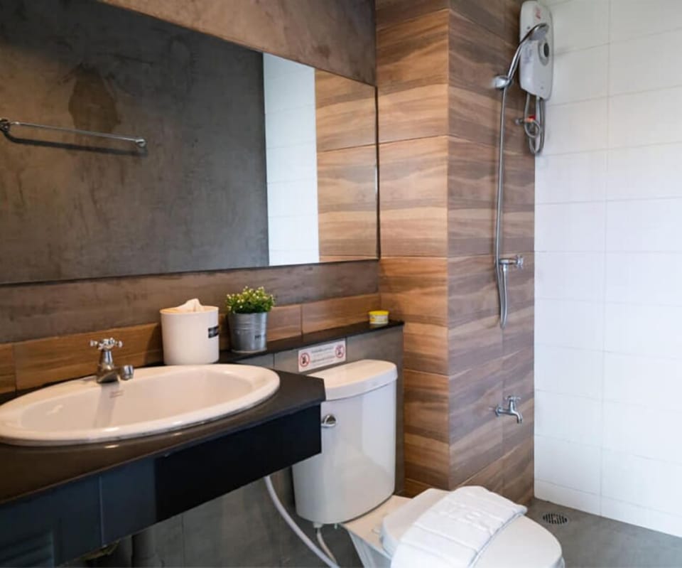 Shower, free toiletries, towels