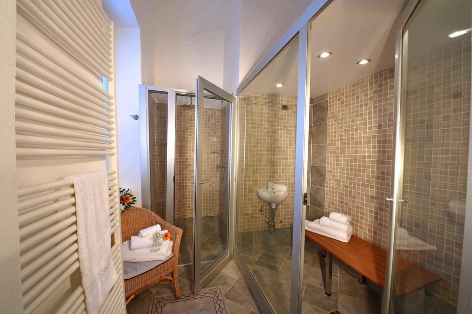 Shower, free toiletries, hair dryer, bidet