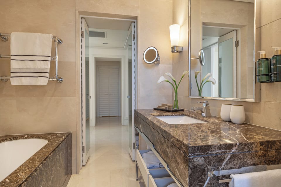 Presidential Suite with Terrace and Spa Access | Bathroom | Deep soaking tub, free toiletries, hair dryer, bathrobes