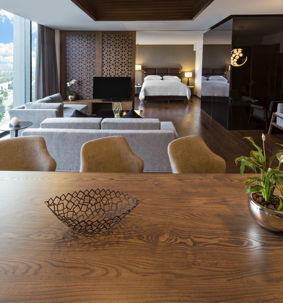 Premium bedding, down comforters, pillowtop beds, minibar