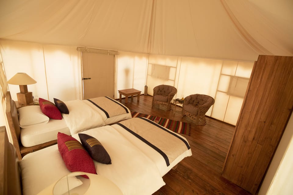 Tent, Shared Bathroom (Double) | Premium bedding, rollaway beds