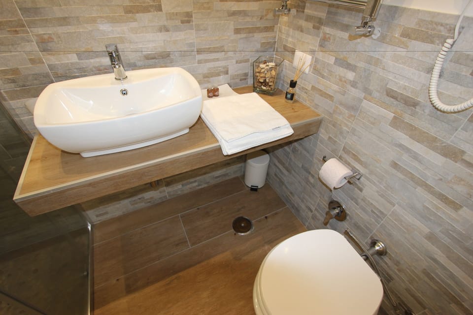 Shower, free toiletries, hair dryer, bidet